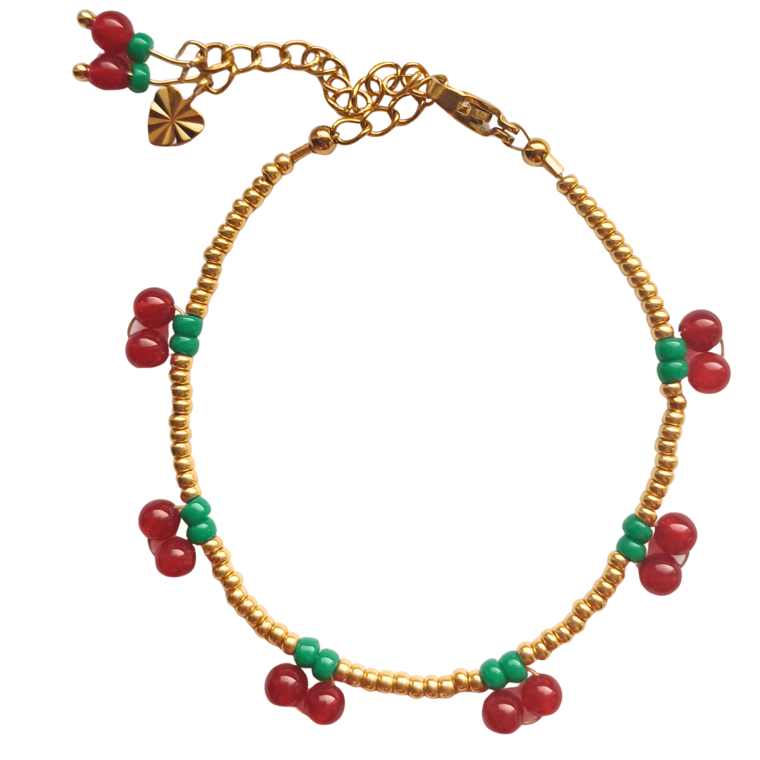 Armbandje kersen goud