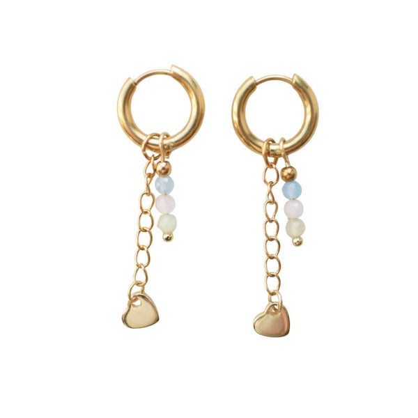 Oorbellen hangers edelsteen morganiet goud