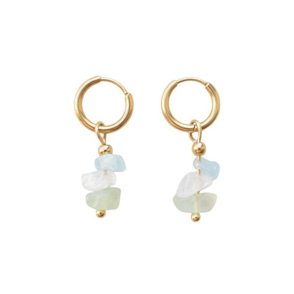 Morganiet oorbellen met hangers pastelkleuren goud