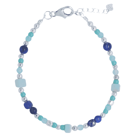 Armband zilver met blauwe edelstenen amazoniet lapis lazuli