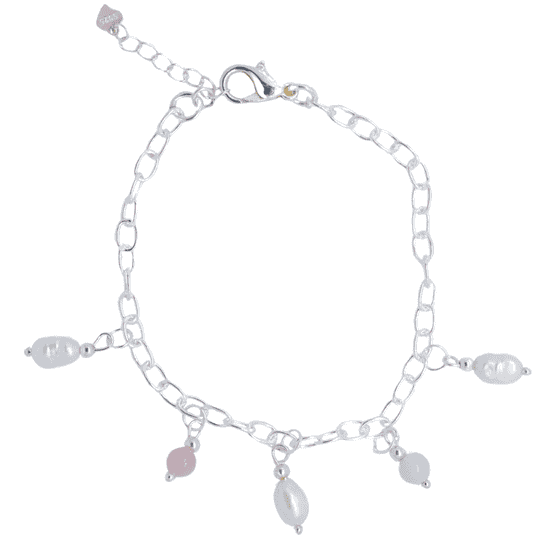 Parel armband zilver 925 met edelstenen opaal en amazoniet