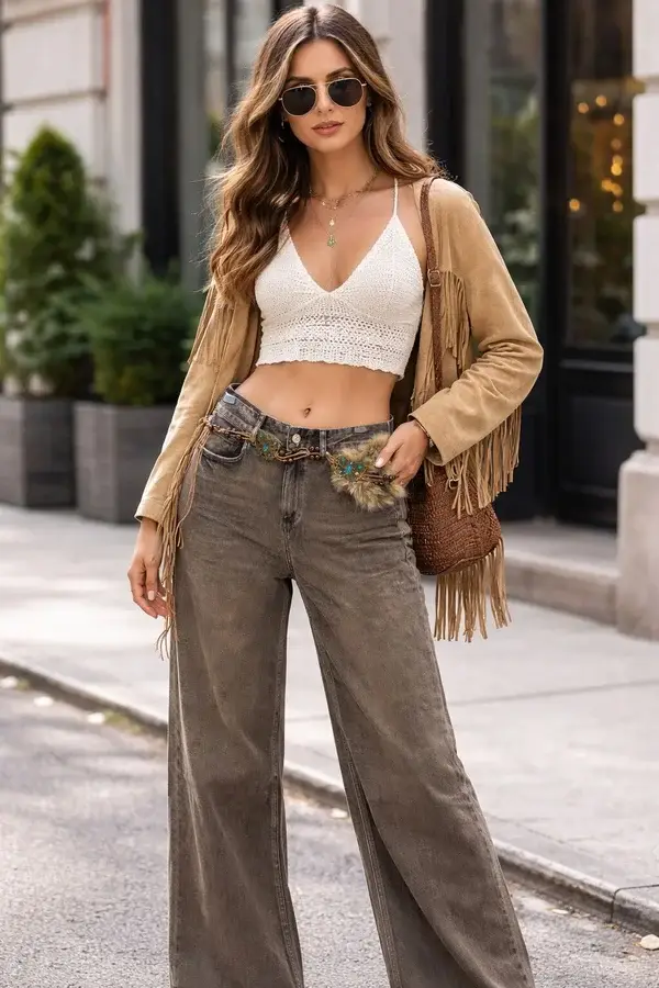 Boho Belted Box Jeans
