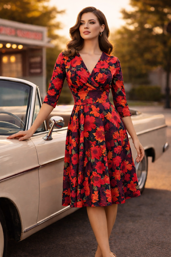 Rusty Floral Swing dress