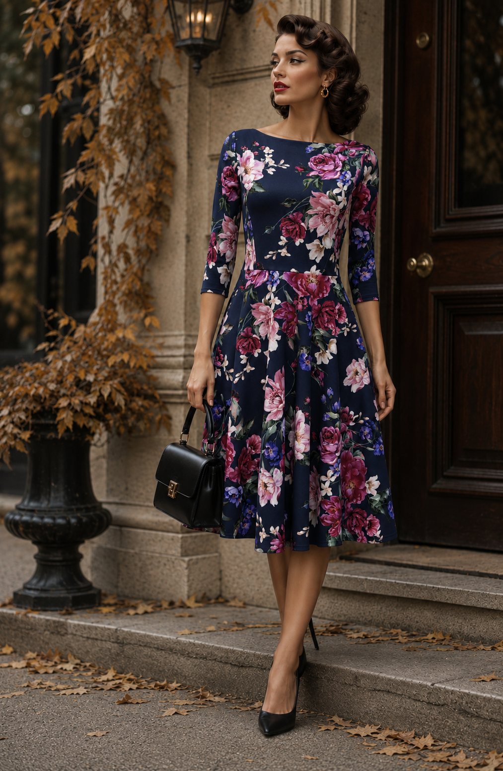 Floral Boatneck Dress