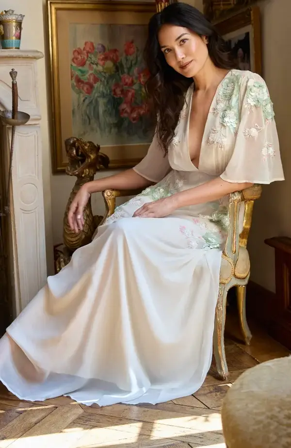 Embellished Flutter sleeve Designer Dress