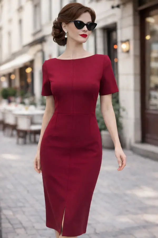 Scuba Crepe Short Sleeve Dress