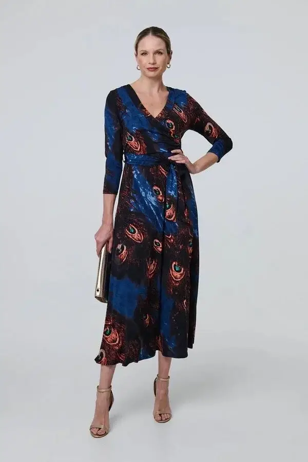 Peacock Pattern Jersey Dress