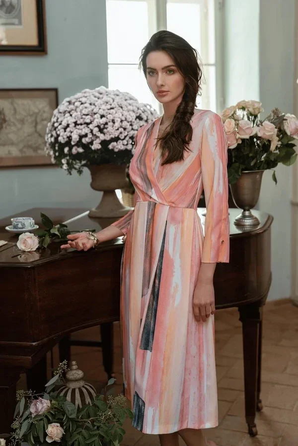 Peach Pattern Designer Dress