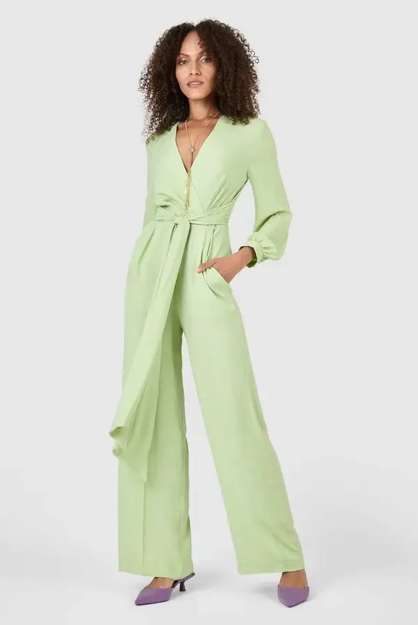 Green Wrap Designer Dress