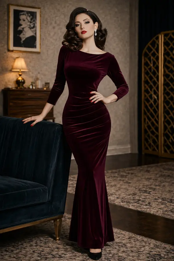 Velour Slinky Maxi Dress