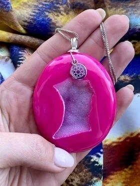 Pink Onyx Crystal Pendant