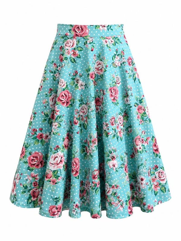 Floral Retro Swing Skirt