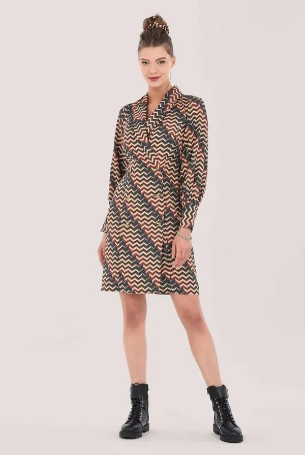 Geo Pattern Designer Blazer Dress