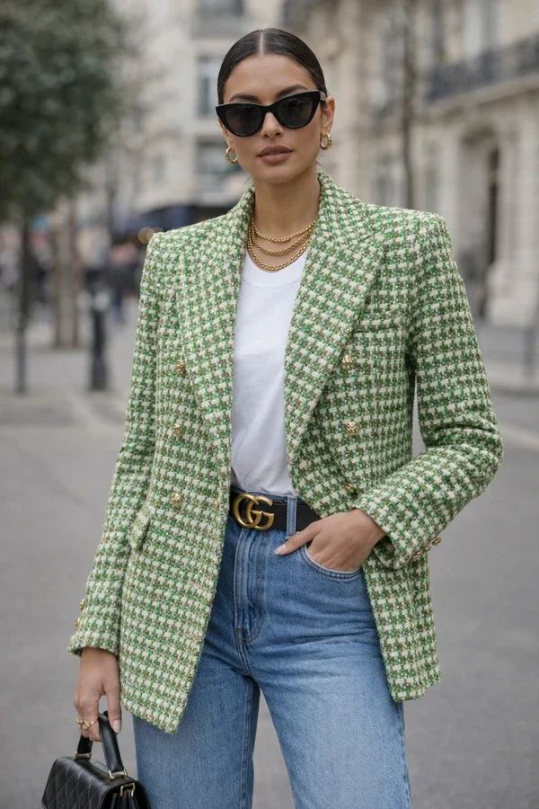 Gold Button Tweed Jacket