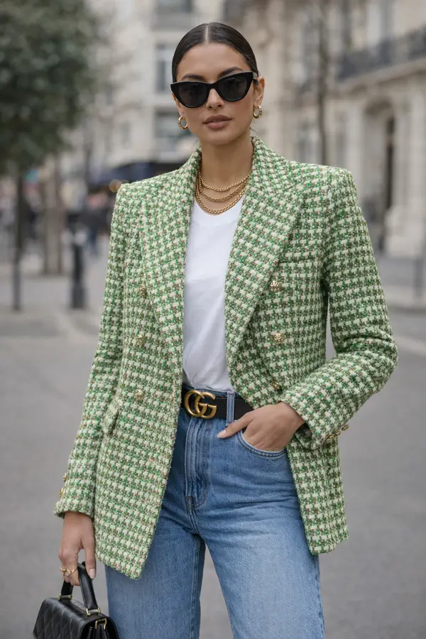 Gold Button Tweed Jacket
