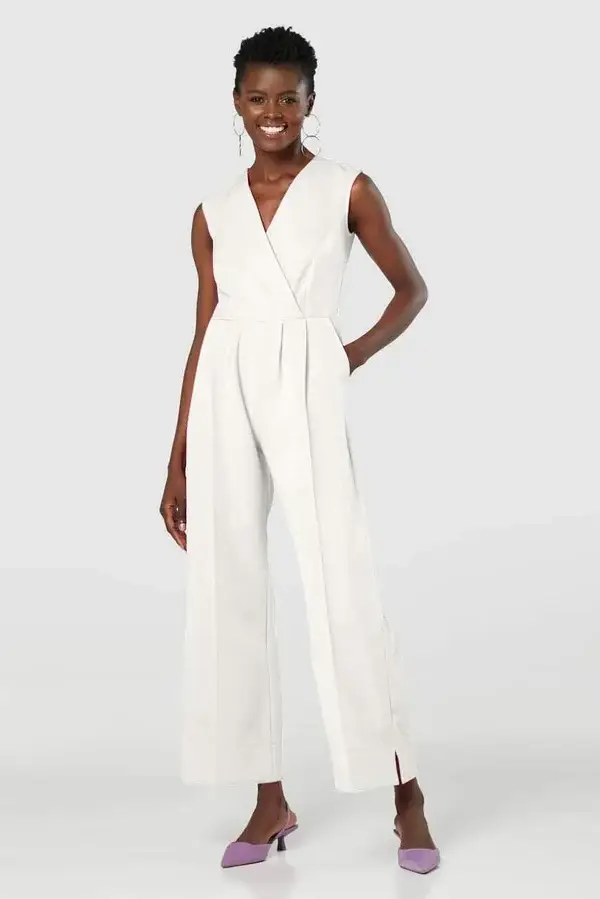 Ivory Wrap Designer Jumpsuit