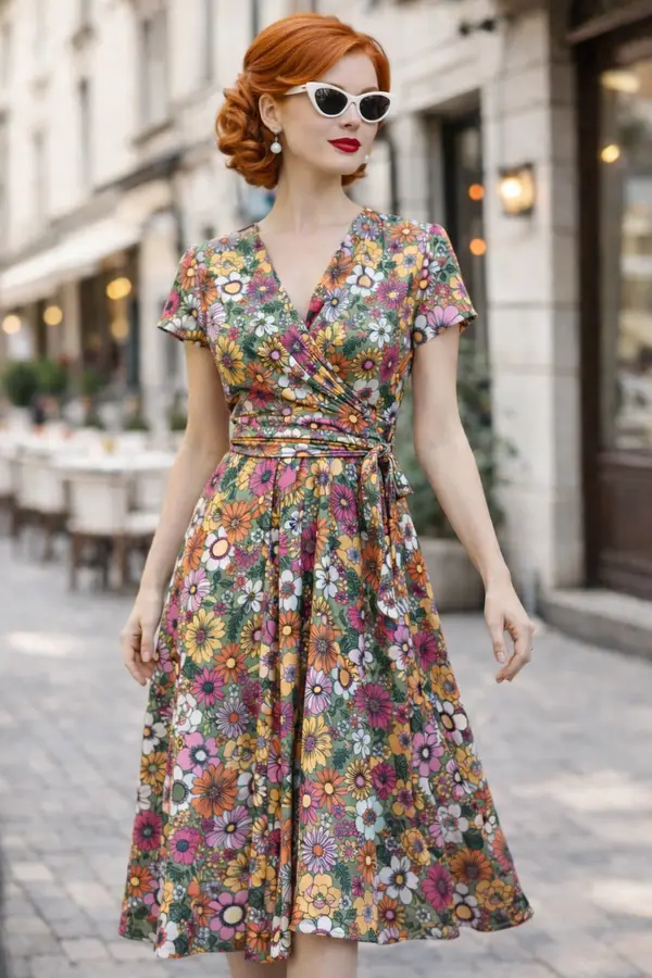 Floral Midi Scuba Crepe Dress