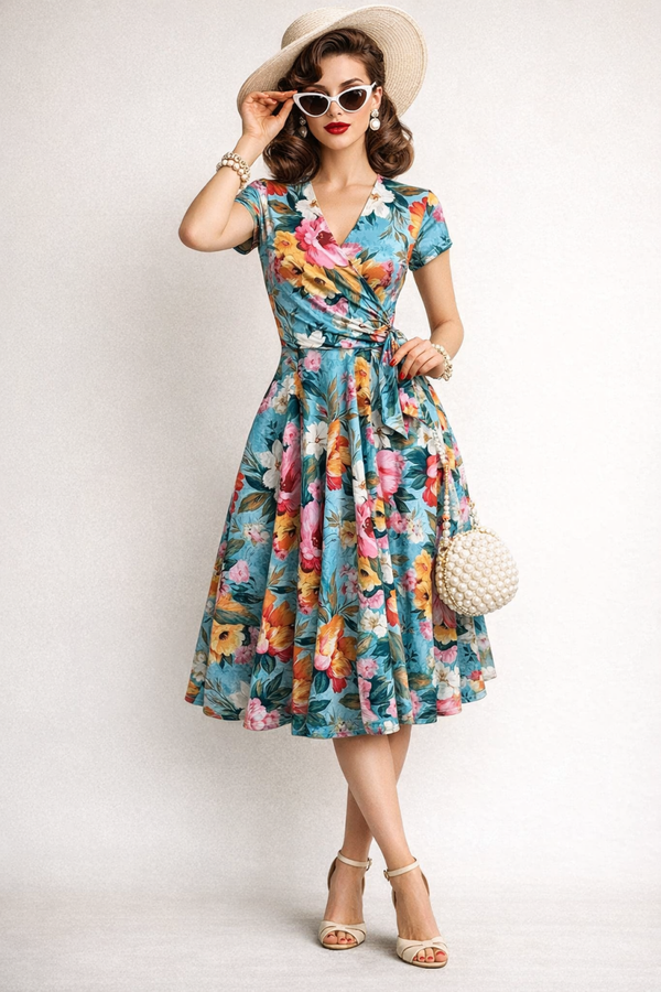 Aqua Floral Dress