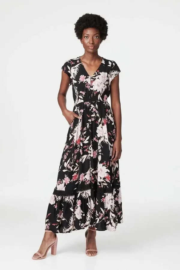 Button Front Maxi Dress