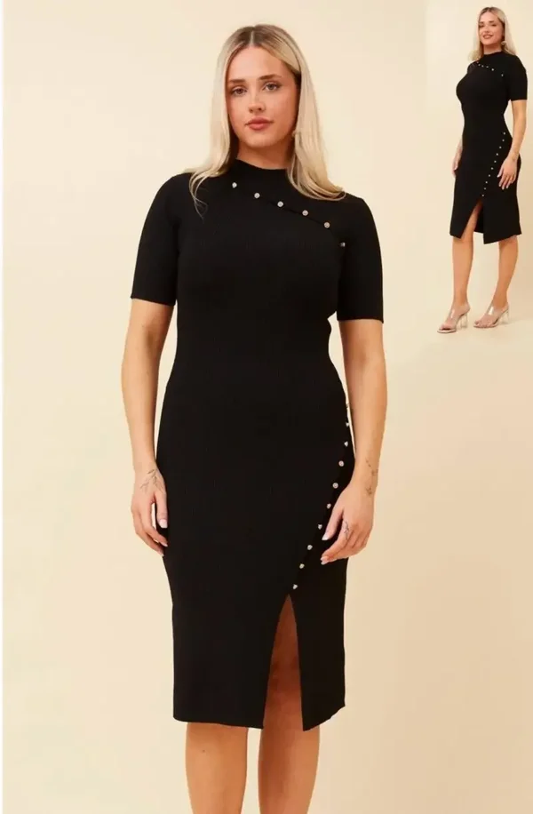 Button Detail Knit Dress