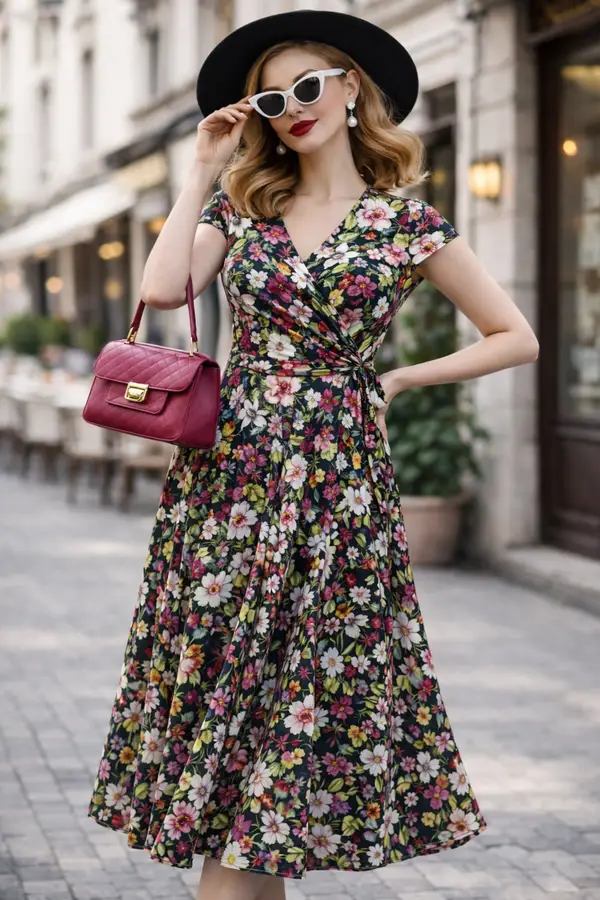 Slinky Floral Swing Dress