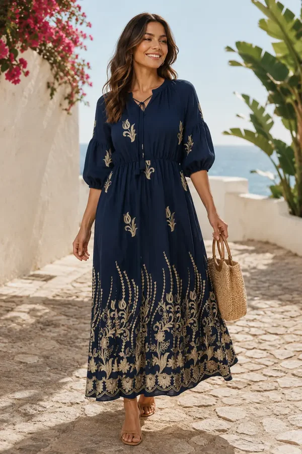 Gold detail Boho Style Dress