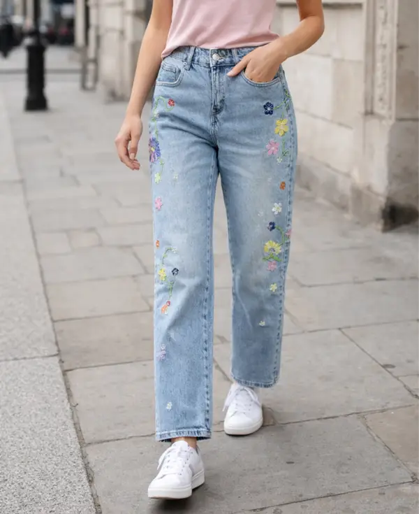 Floral Embroidered Jeans