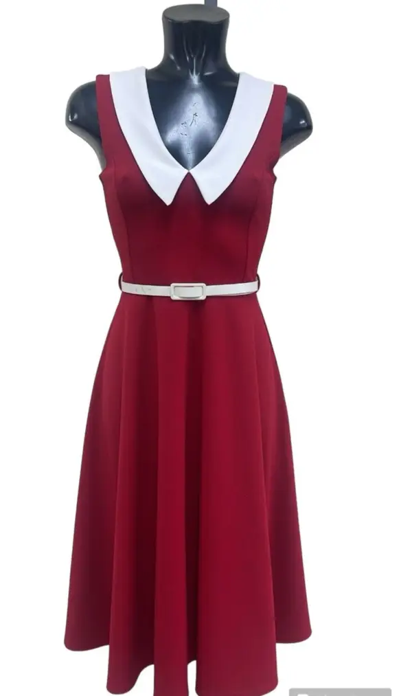 Belted Collar Detail Dress
