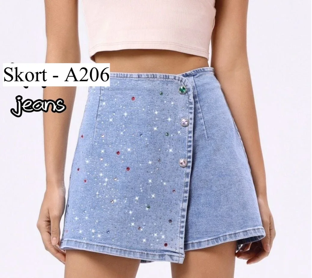Diamante Denim Skort