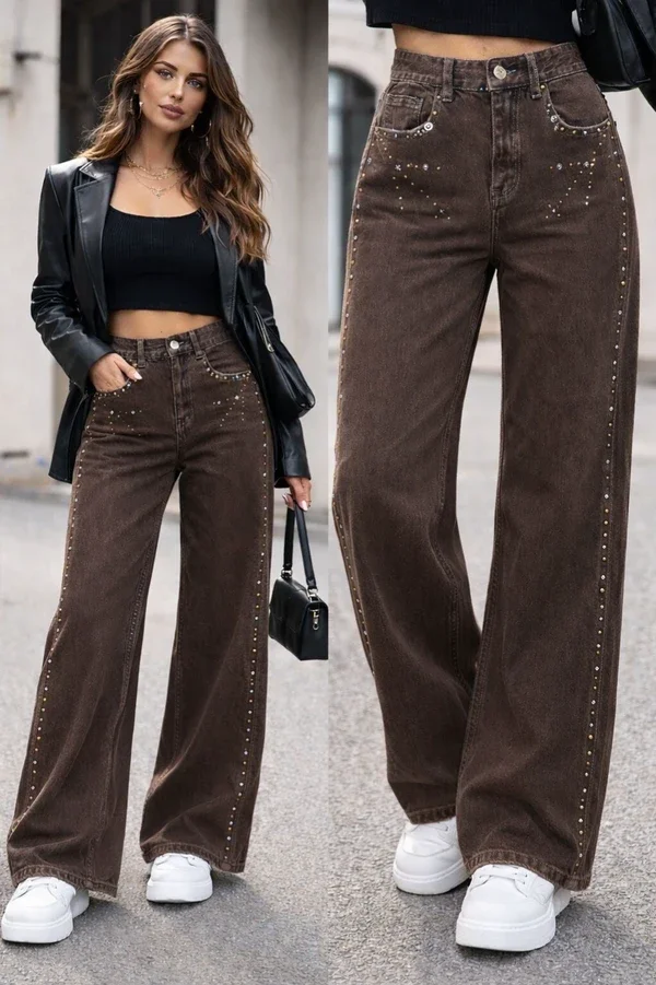 Acid Wash Studded Jeans