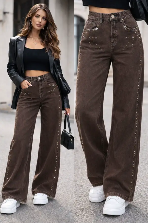 Acid Wash Studded Jeans