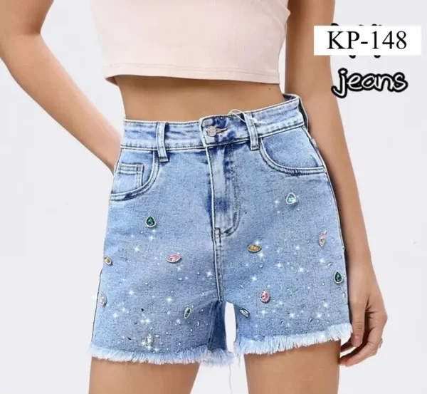 Multi Stud Denim Shorts