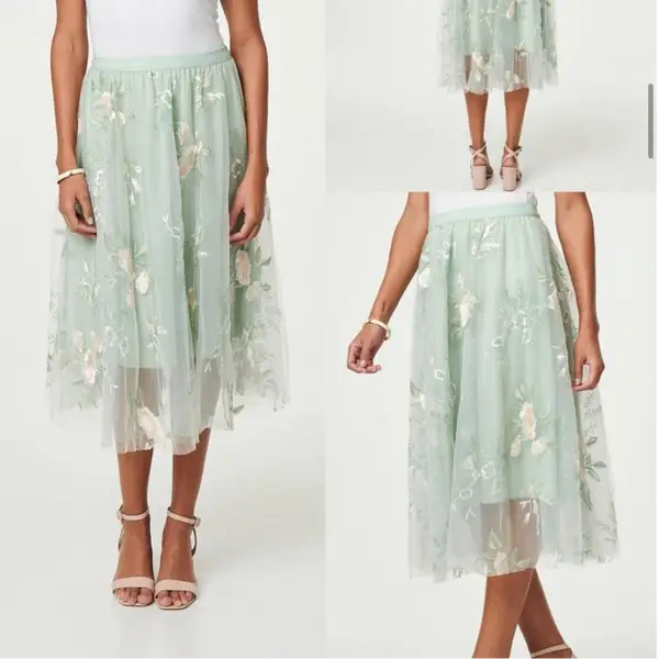 Sage Embroidered Skirt