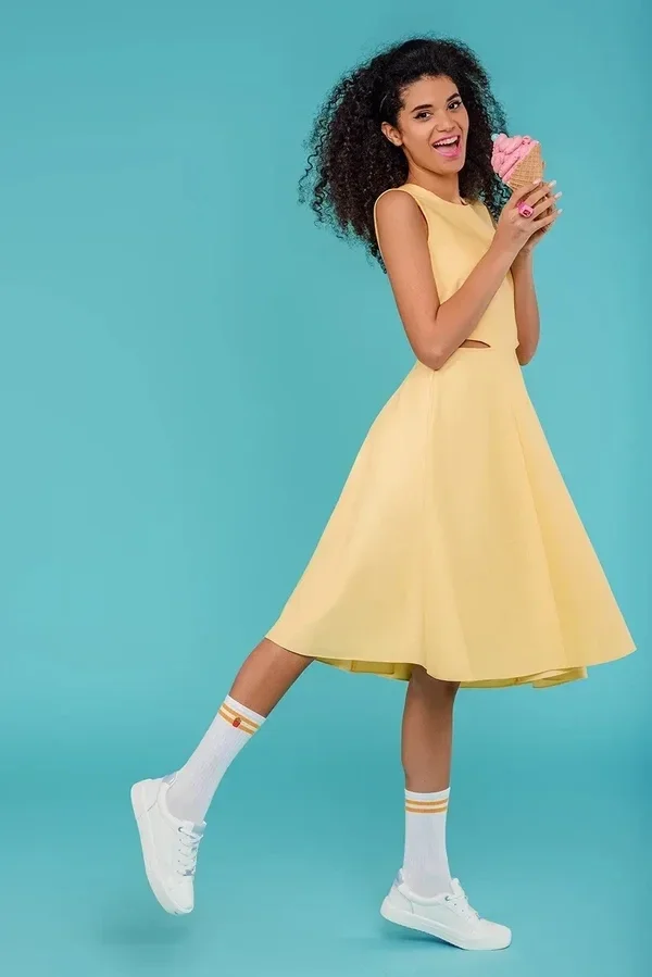 Yellow Cut out Designer Dress