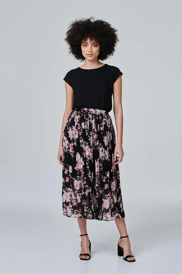 Floral Pleated Skirt