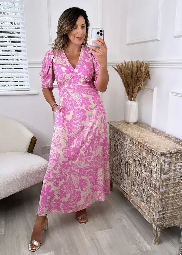 Pink Floral Designer Dress