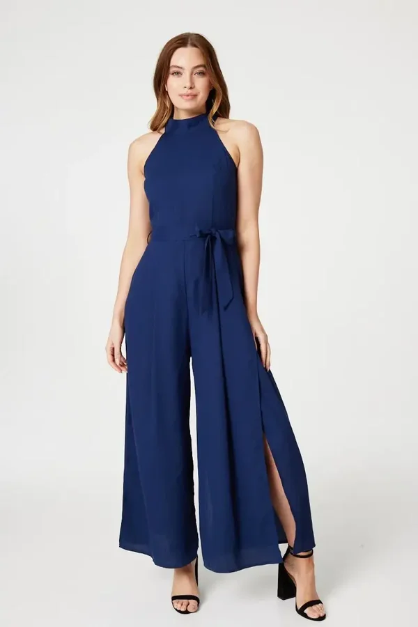 Slit Highneck Jumpsuit