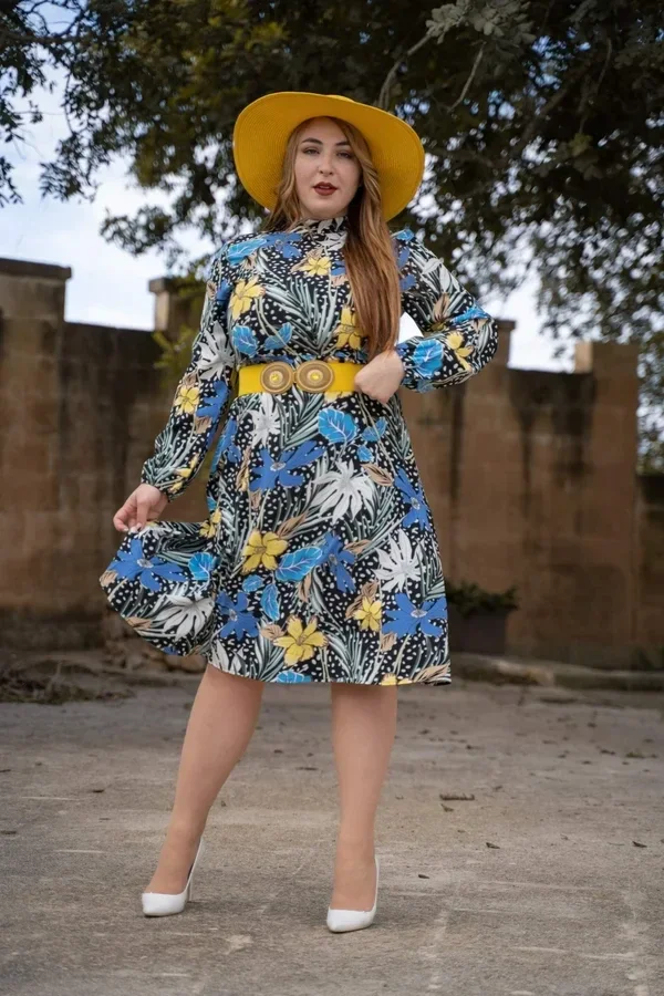 Floral highneck dress