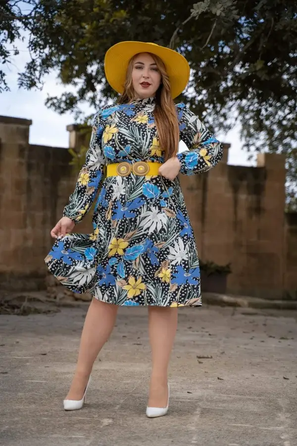 Floral highneck dress