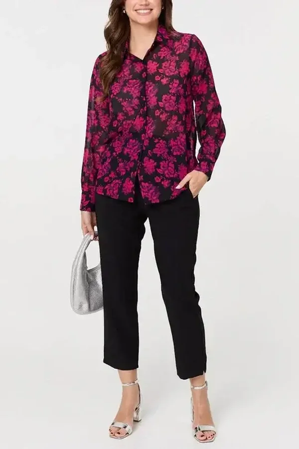 Floral Semi Sheer Shirt