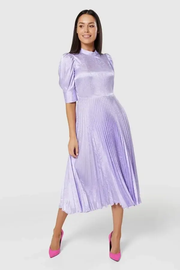 Lilac Pleated Designer Dress