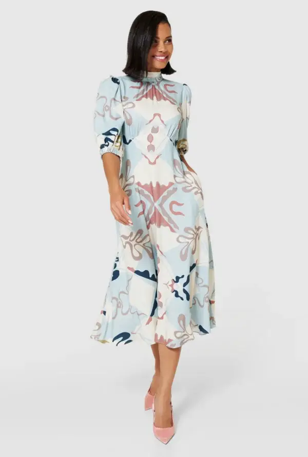 Blue Tie Back Designer Dress