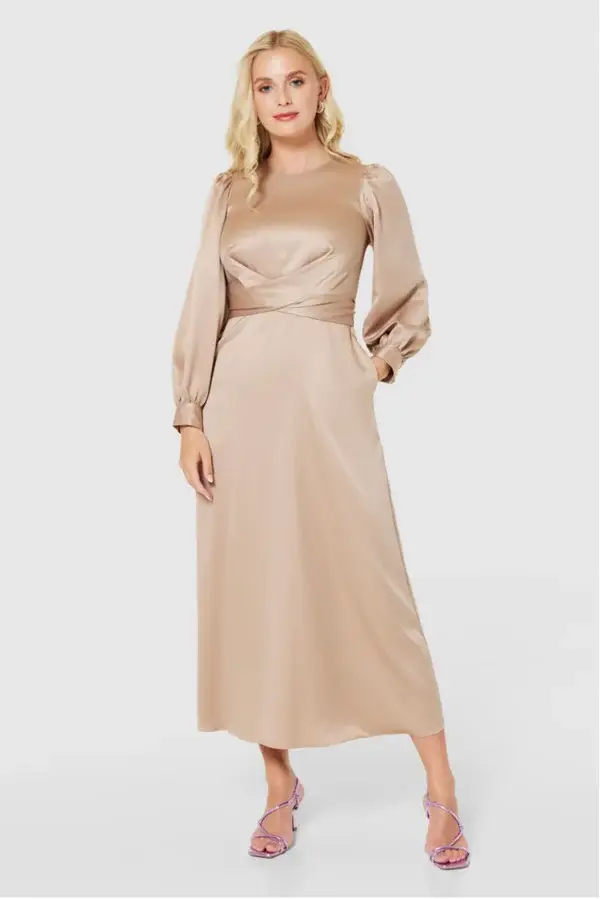 Mocha wrap designer dress
