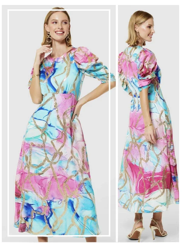 Aqua Gold Designer Dress