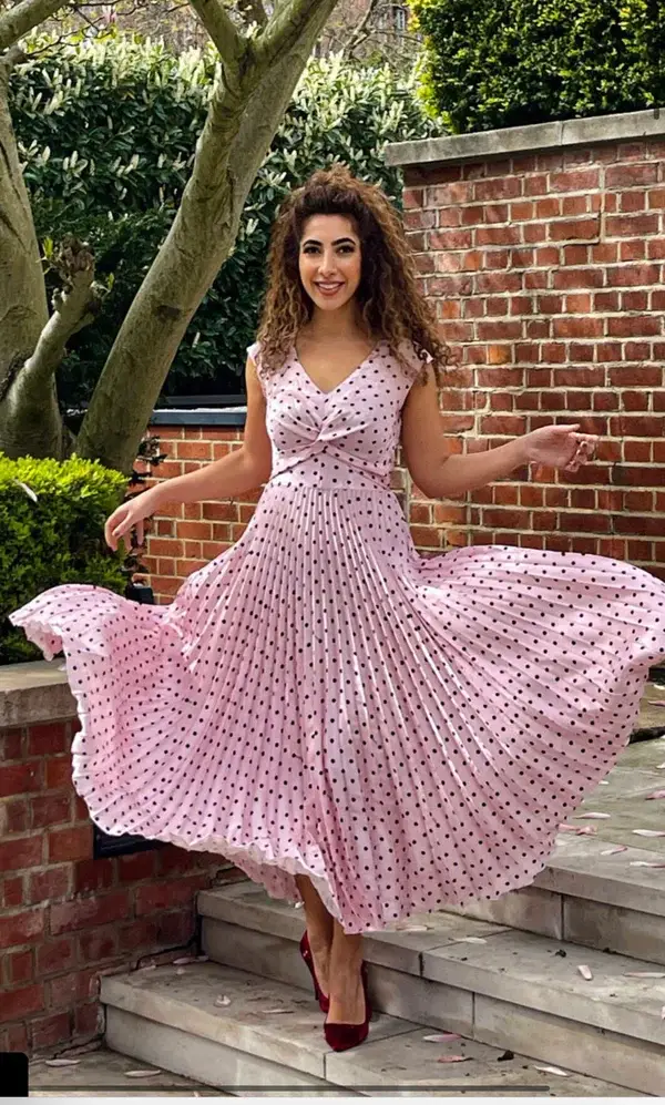 Polka Dot Pleated Designer Dress