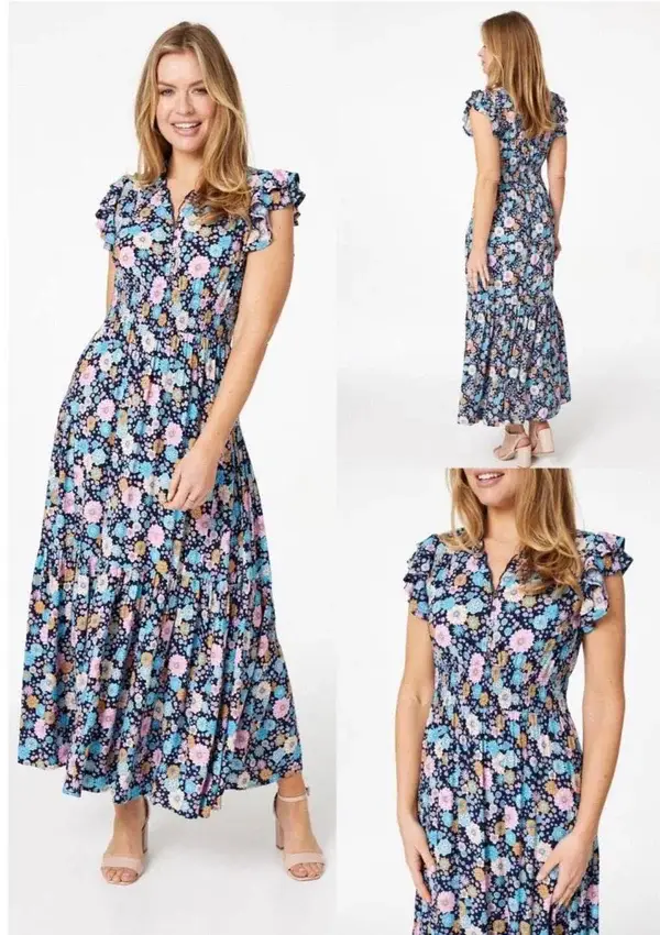 Frill sleeve floral dress