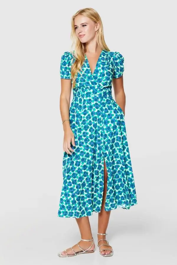 Full Skirt Wrap Designer Dress