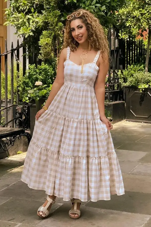 Gathered Waist 3/4 sleeve Dress