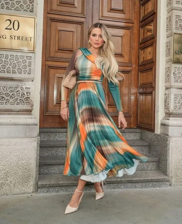 Asymmetric Pleated Designer Dress
