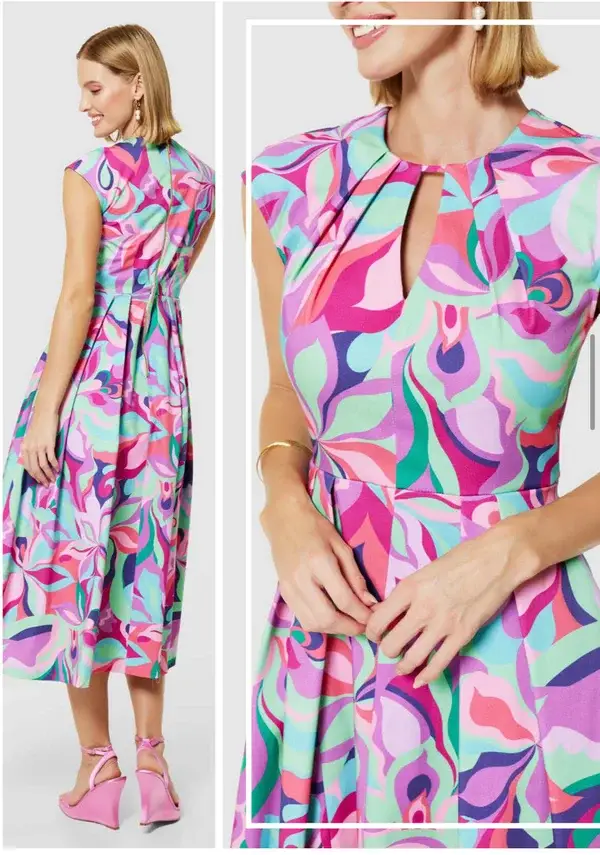 Retro Print Designer Dress